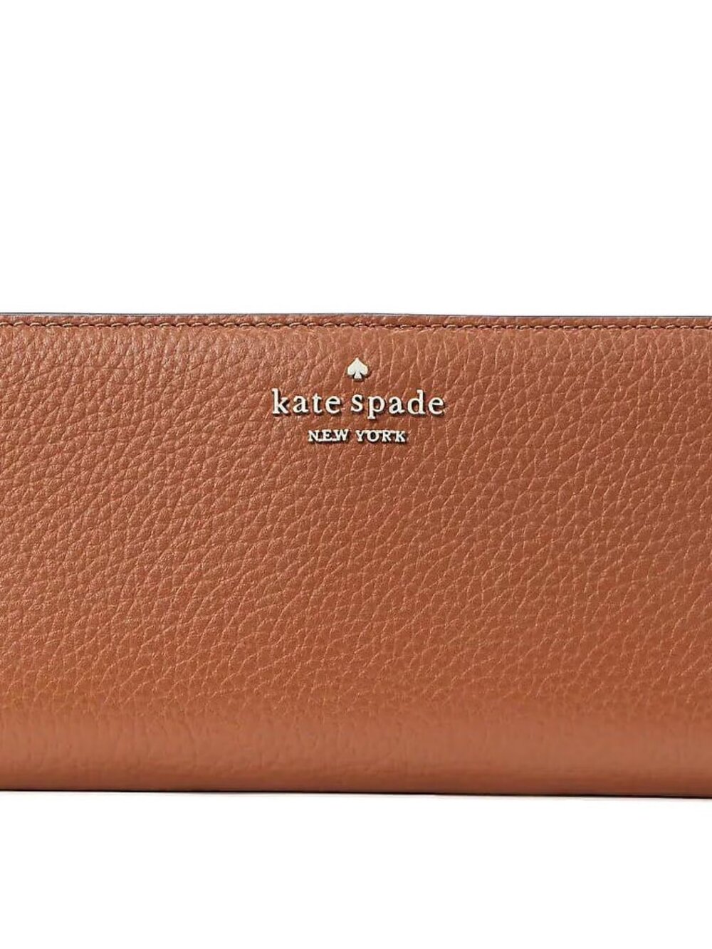kate spade brown pebbled leather wallet with gold logo
